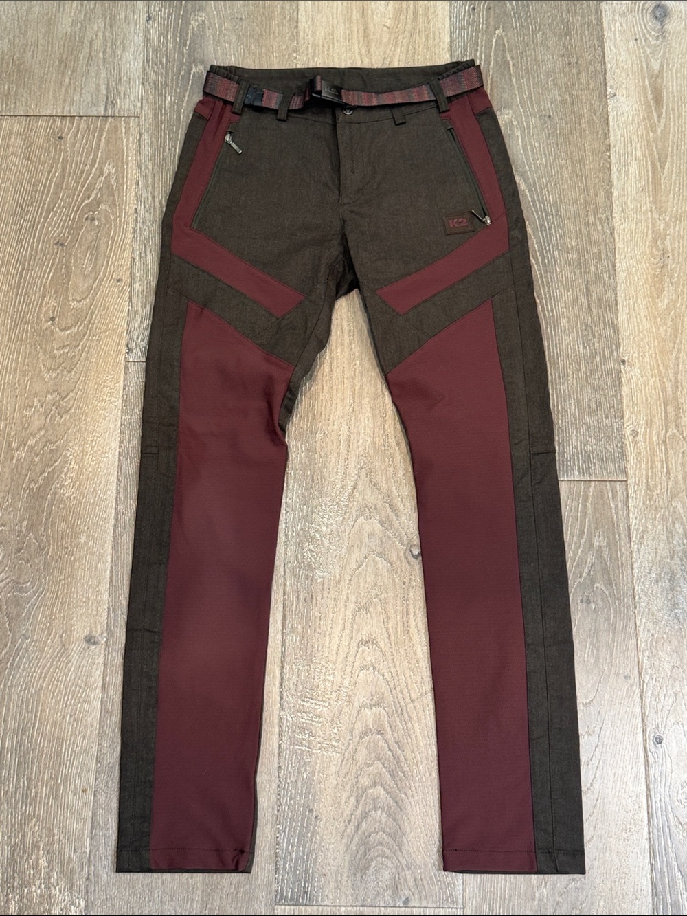 K2 Women’s Burgundy and Brown Athletic Performance Pants 1367